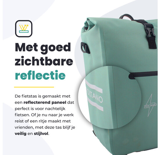 Voltano Luxe E-bike Fietstas 28L - Mint Groen - Pakaftas Met Laptop vak - 100% Waterdicht