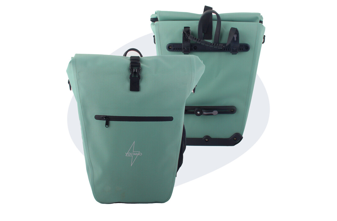 Voltano Luxe E-bike Fietstas 28L - Mint Groen - Pakaftas Met Laptop vak - 100% Waterdicht