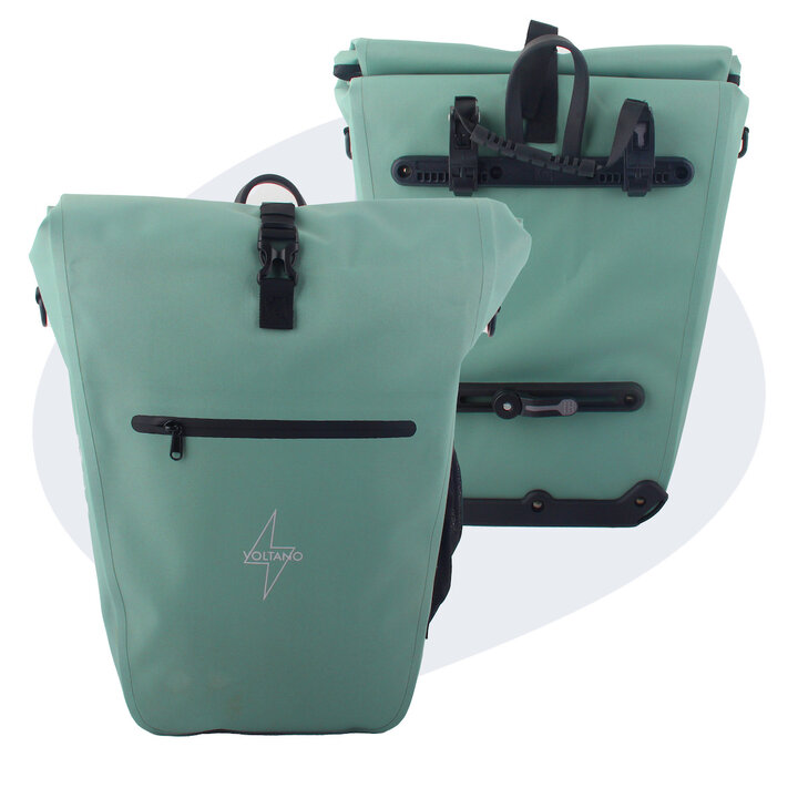 Voltano Luxe E-bike Fietstas 28L - Mint Groen - Pakaftas Met Laptop vak - 100% Waterdicht