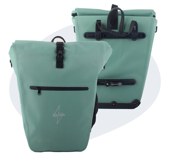 Voltano Luxe E-bike Fietstas 28L - Mint Groen - Pakaftas Met Laptop vak - 100% Waterdicht