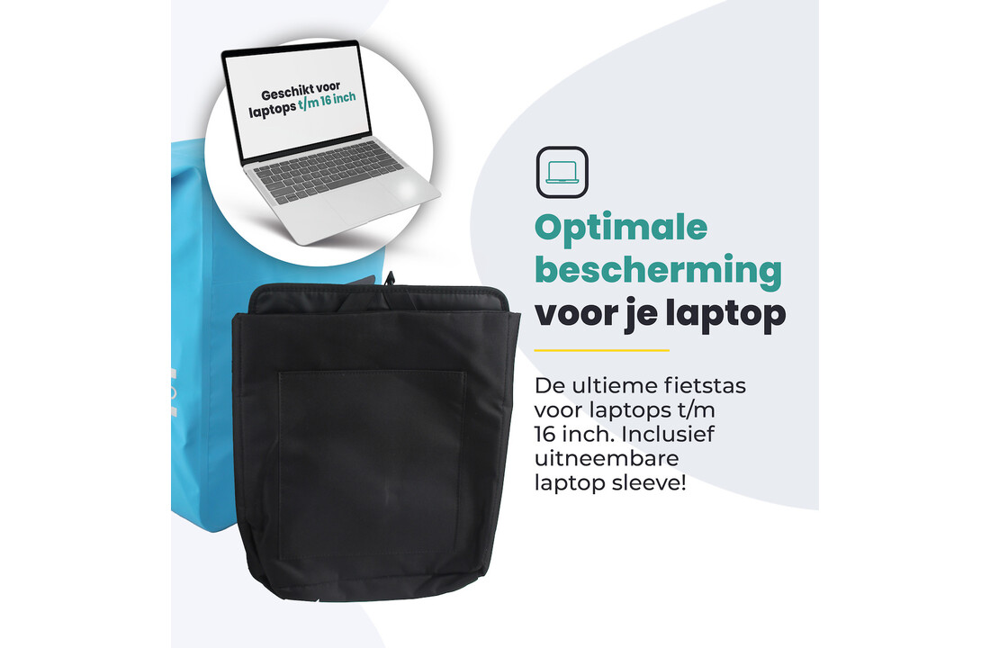 Voltano Luxe Fietstas / Rugtas 28L - Gletsjer Blauw - Enkele Pakaftas - 100% Waterdicht