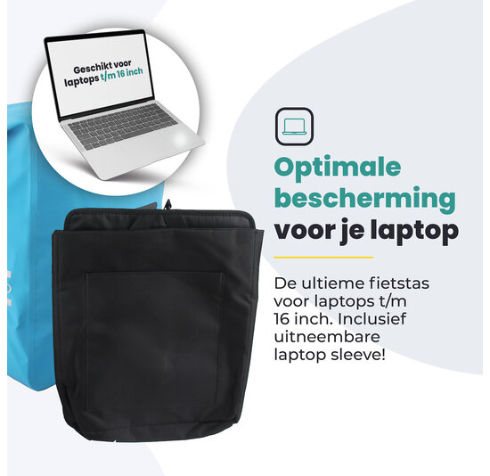 Voltano Luxe Fietstas / Rugtas 28L - Gletsjer Blauw - Enkele Pakaftas - 100% Waterdicht