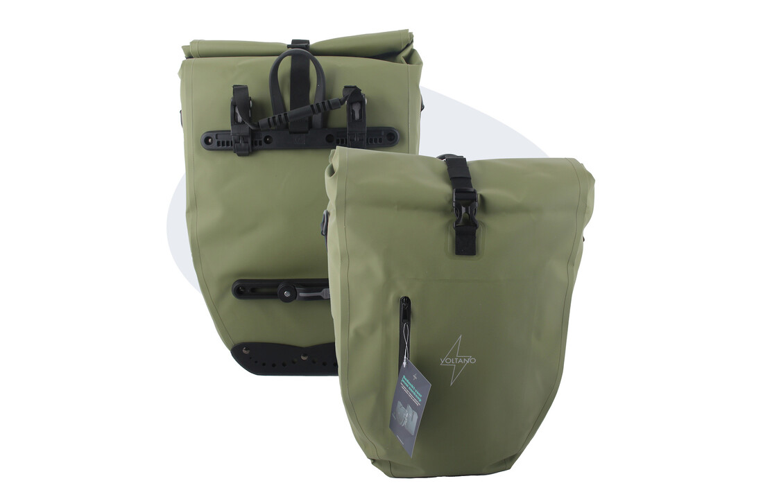 Voltano Luxe Fietstas 28L - Enkele Pakaftas - Mos Groen - 100% Waterdicht