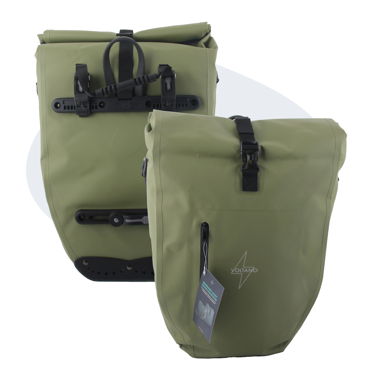 Voltano Luxe Fietstas 28L - Enkele Pakaftas - Mos Groen - 100% Waterdicht