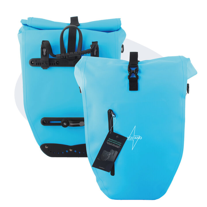 Voltano Luxe Fietstas 28L - Enkele Pakaftas - Gletsjer Blauw - 100% Waterdicht