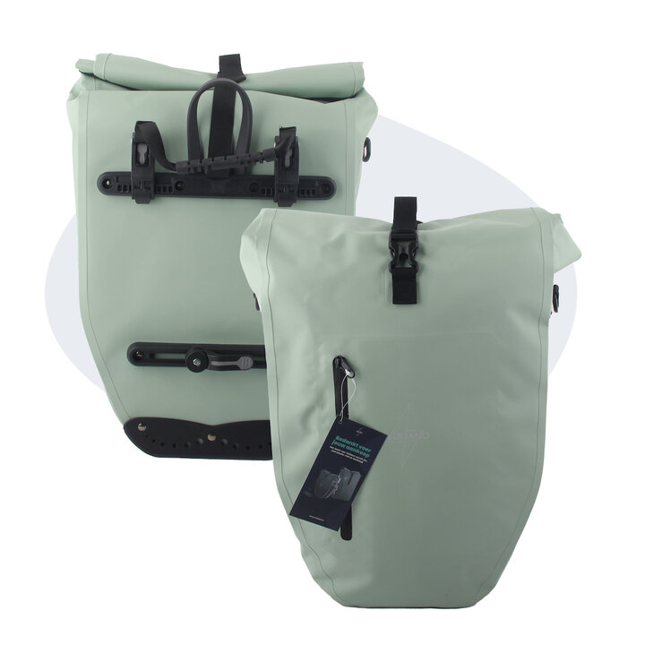 Voltano Luxe Fietstas 28L - Enkele Pakaftas - Mint Groen - 100% Waterdicht