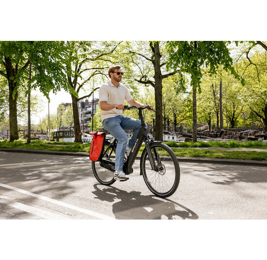 Voltano Luxe Fietstas 28L - Rood / Zwart - Enkele Pakaftas - 100% Waterdicht