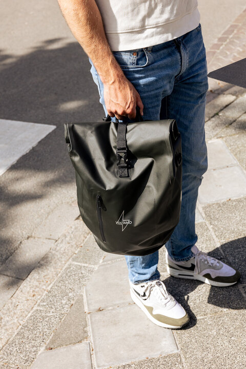Voltano Luxe Fietstas 28L - Enkele Pakaftas - Olijf Groen - 100% Waterdicht