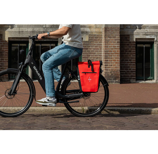 Voltano Luxe E-bike Fietstas 28L - Rood / Zwart - Pakaftas Met Laptop vak - 100% Waterdicht