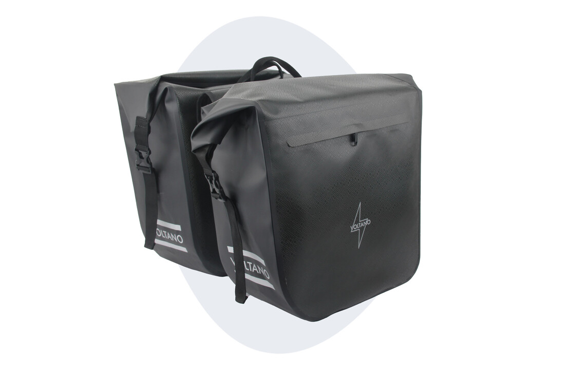 Voltano Dubbele Fietstas Rolltop Urban Black - 48 Liter - 100% Waterdicht