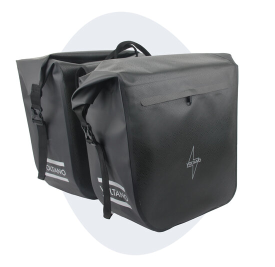 Voltano Dubbele Fietstas Rolltop Urban Black - 48 Liter - 100% Waterdicht