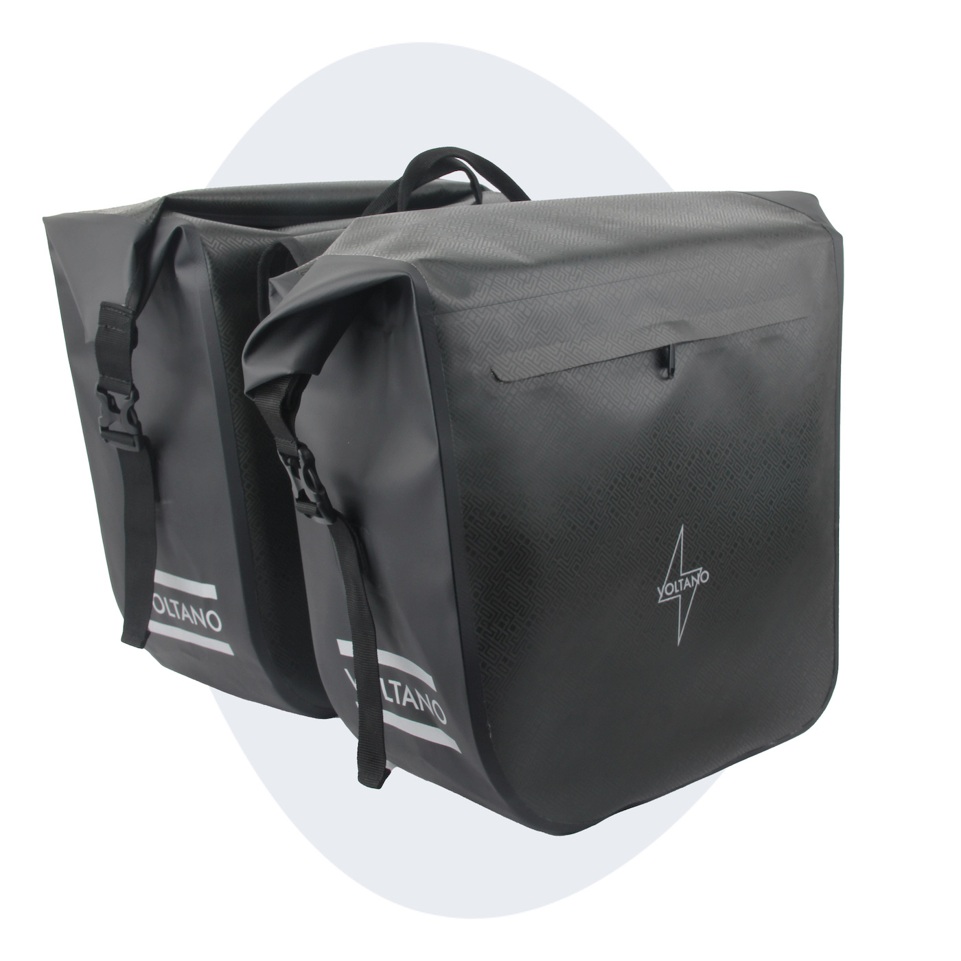 Voltano Dubbele Fietstas Rolltop Urban Black - 48 Liter - 100% Waterdicht