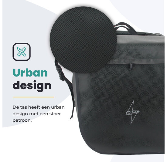 Voltano Dubbele Fietstas Rolltop Urban Black - 48 Liter - 100% Waterdicht
