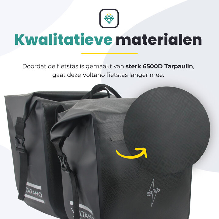 Voltano Dubbele Fietstas Rolltop Urban Black - 48 Liter - 100% Waterdicht