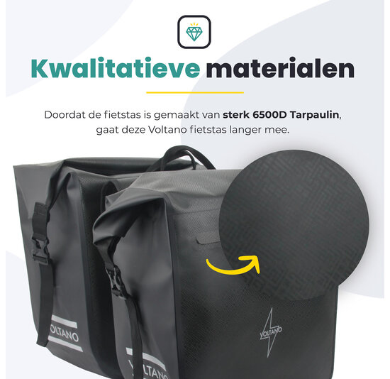 Voltano Dubbele Fietstas Rolltop Urban Black - 48 Liter - 100% Waterdicht