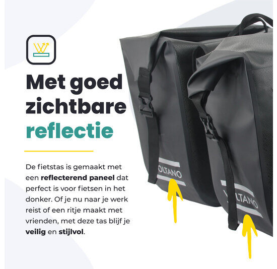 Voltano Dubbele Fietstas Rolltop Urban Black - 48 Liter - 100% Waterdicht