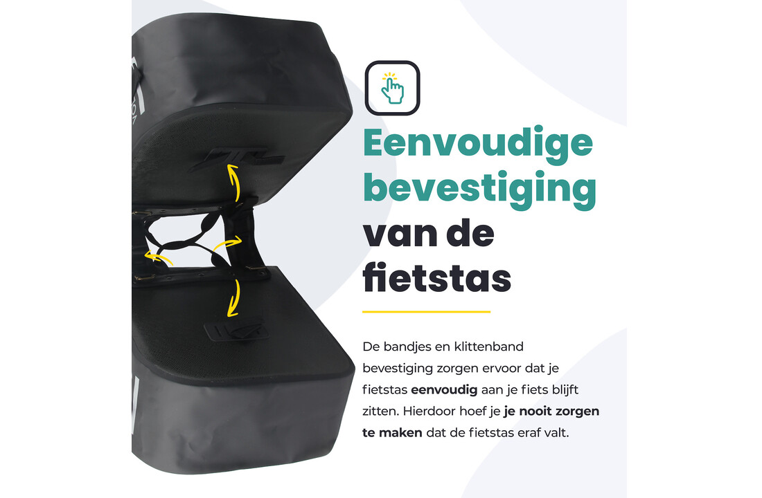Voltano Dubbele Fietstas Rolltop Urban Black - 48 Liter - 100% Waterdicht