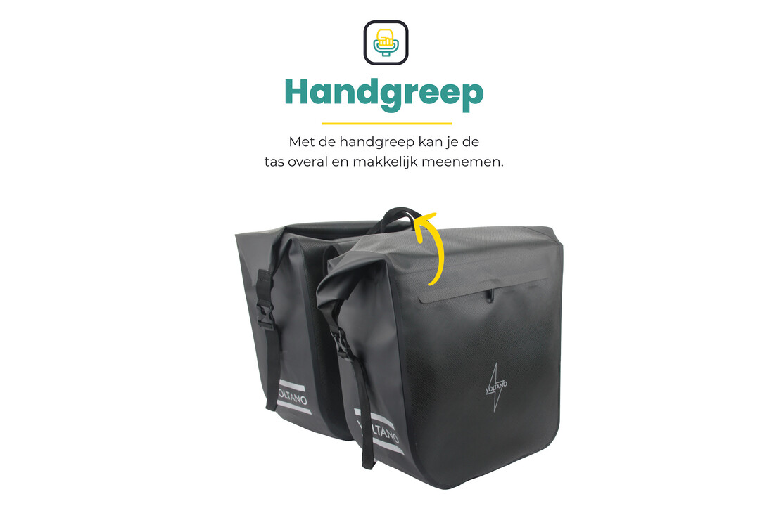 Voltano Dubbele Fietstas Rolltop Urban Black - 48 Liter - 100% Waterdicht