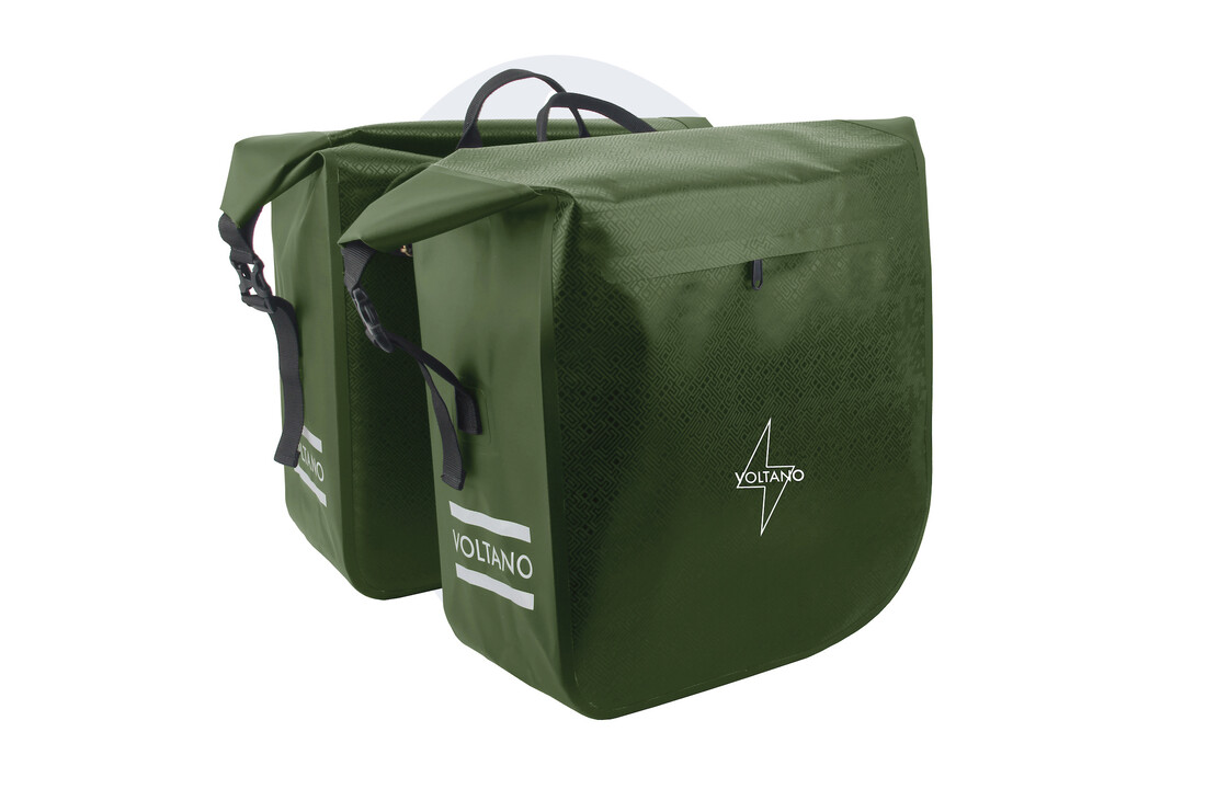 Voltano Dubbele Fietstas Rolltop Urban Green - 48 Liter - 100% Waterdicht