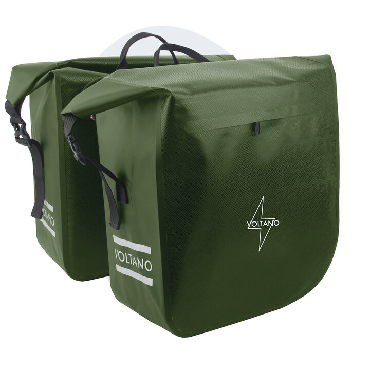 Voltano Dubbele Fietstas Rolltop Urban Green - 48 Liter - 100% Waterdicht