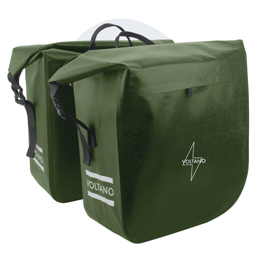 Voltano Dubbele Fietstas Rolltop Urban Green - 48 Liter - 100% Waterdicht