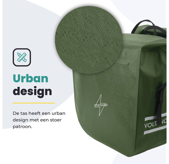 Voltano Dubbele Fietstas Rolltop Urban Green - 48 Liter - 100% Waterdicht