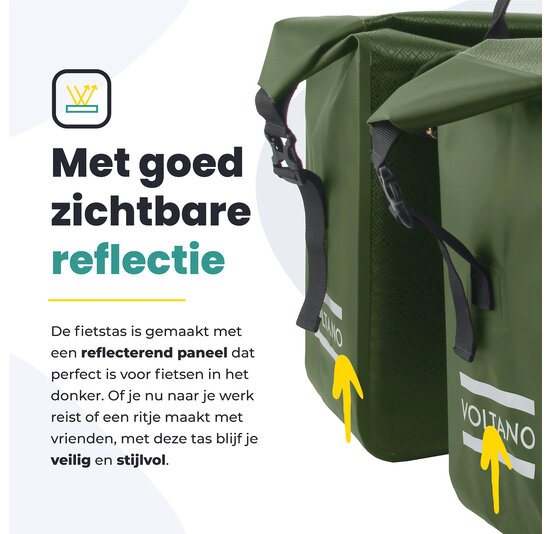 Voltano Dubbele Fietstas Rolltop Urban Green - 48 Liter - 100% Waterdicht