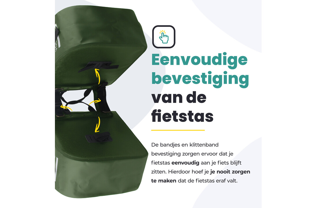 Voltano Dubbele Fietstas Rolltop Urban Green - 48 Liter - 100% Waterdicht