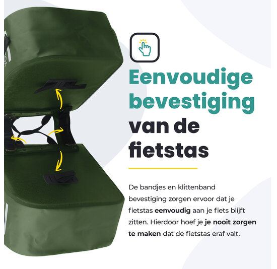 Voltano Dubbele Fietstas Rolltop Urban Green - 48 Liter - 100% Waterdicht