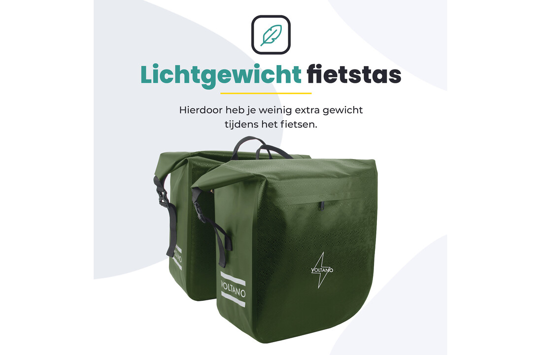 Voltano Dubbele Fietstas Rolltop Urban Green - 48 Liter - 100% Waterdicht