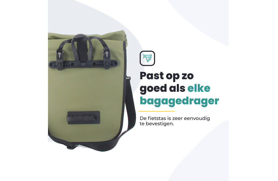 Voltano Journey Luxe Fietstas 28L - Olijf Groen - Enkele Pakaftas - Laptopvak