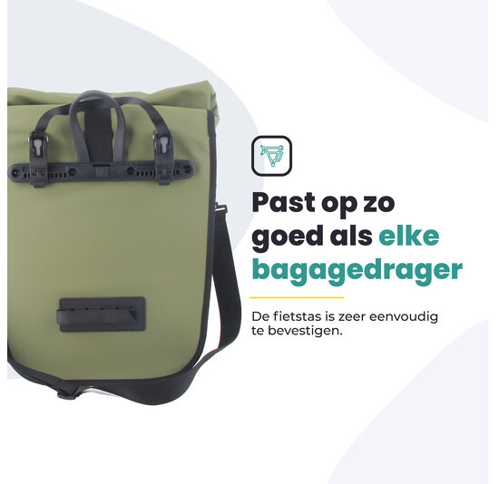 Voltano Journey Luxe Fietstas 28L - Olijf Groen - Enkele Pakaftas - Laptopvak