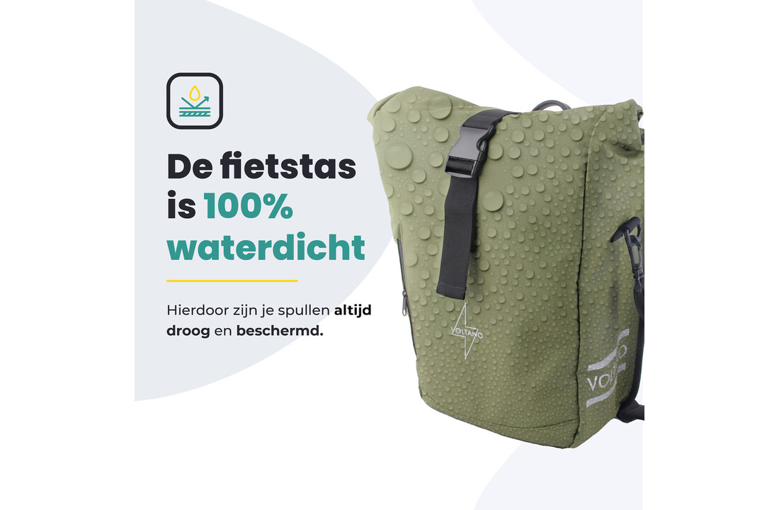 Voltano Journey Luxe Fietstas 28L - Olijf Groen - Enkele Pakaftas - Laptopvak