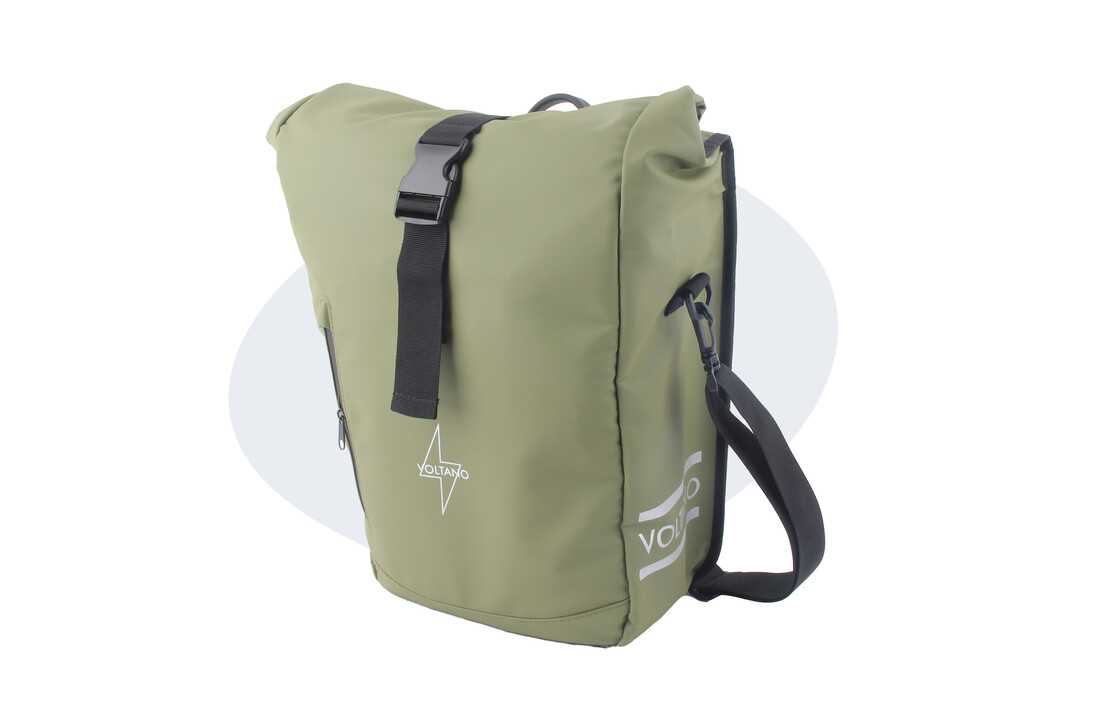 Voltano Journey Luxe Fietstas 28L - Olijf Groen - Enkele Pakaftas - Laptopvak