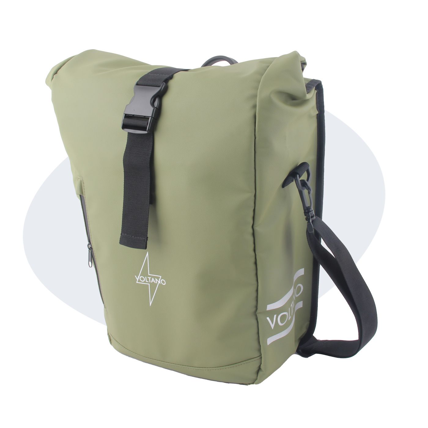 Voltano Journey Luxe Fietstas 28L - Olijf Groen - Enkele Pakaftas - Laptopvak
