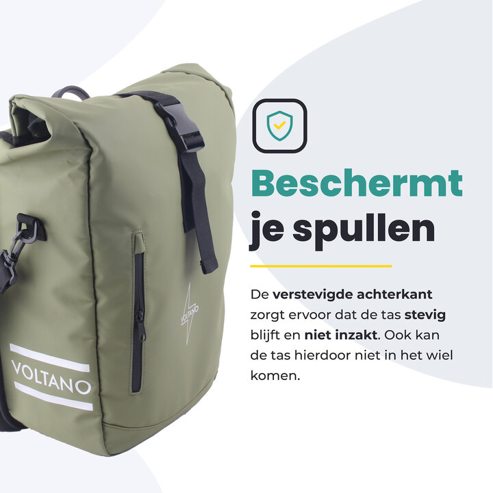 Voltano Journey Luxe Fietstas 28L - Olijf Groen - Enkele Pakaftas - Laptopvak