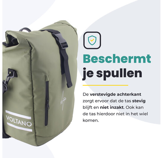 Voltano Journey Luxe Fietstas 28L - Olijf Groen - Enkele Pakaftas - Laptopvak