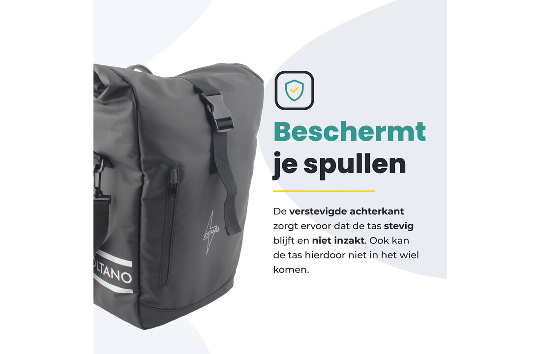 Voltano Journey Luxe Fietstas 28L - Zwart - Laptopvak - Enkele Pakaftas