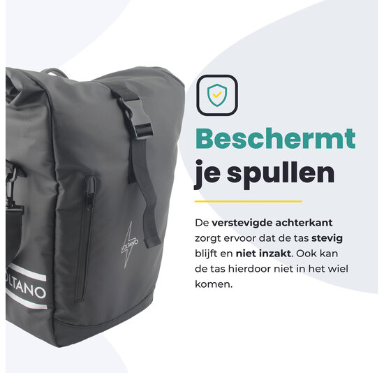 Voltano Journey Luxe Fietstas 28L - Zwart - Laptopvak - Enkele Pakaftas