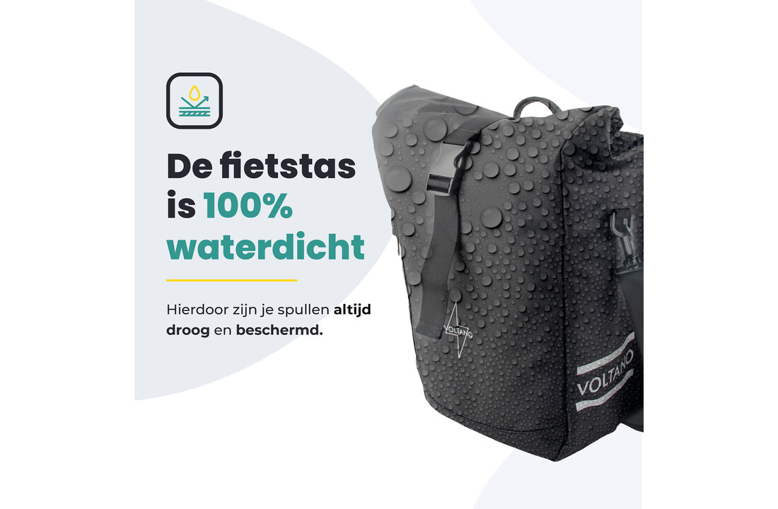 Voltano Journey Luxe Fietstas 28L - Zwart - Laptopvak - Enkele Pakaftas