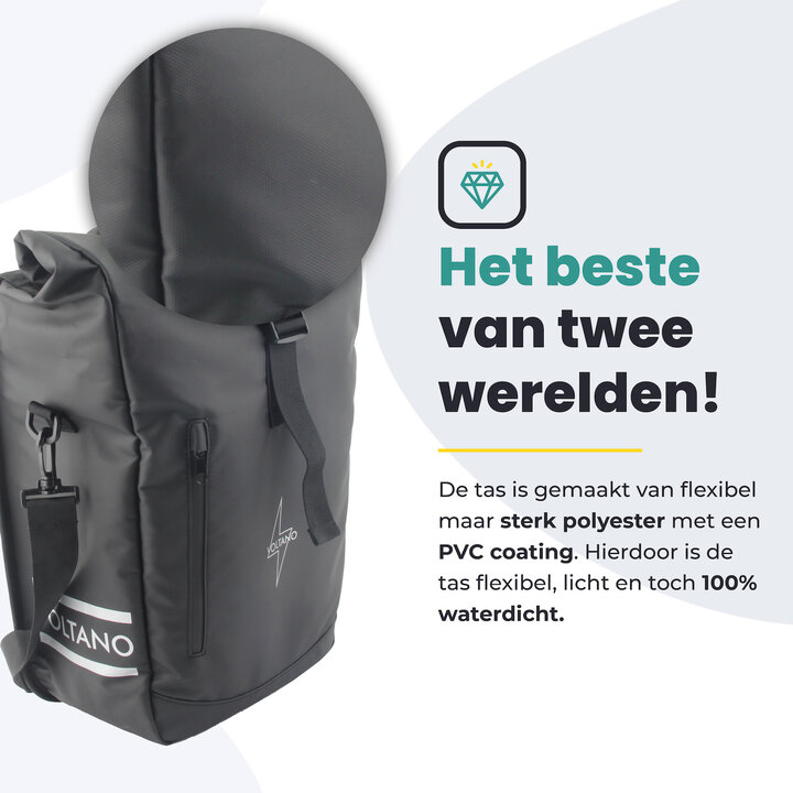 Voltano Journey Luxe Fietstas 28L - Zwart - Laptopvak - Enkele Pakaftas