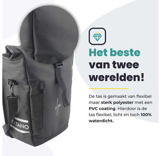 Voltano Journey Luxe Fietstas 28L - Zwart - Laptopvak - Enkele Pakaftas