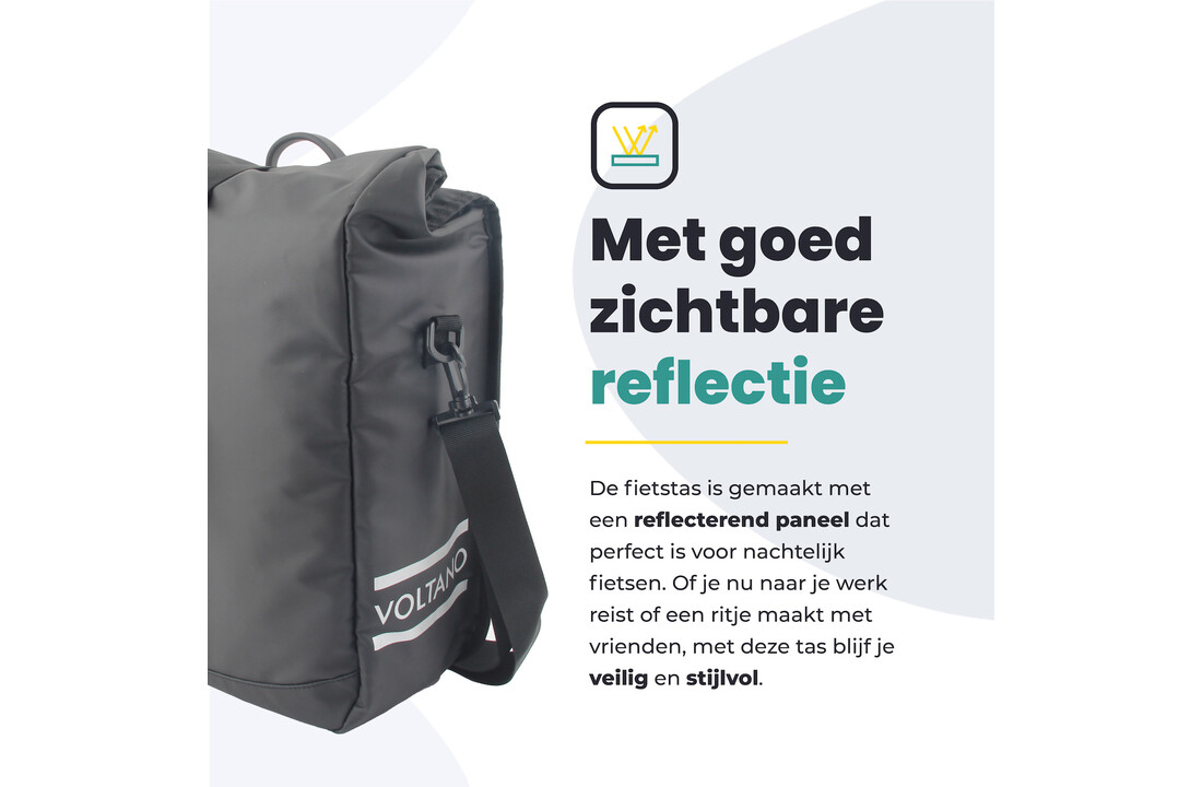 Voltano Journey Luxe Fietstas 28L - Zwart - Laptopvak - Enkele Pakaftas