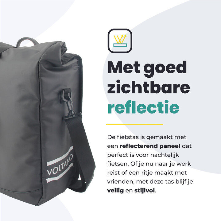 Voltano Journey Luxe Fietstas 28L - Zwart - Laptopvak - Enkele Pakaftas