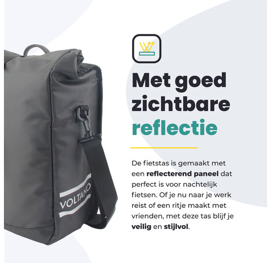 Voltano Journey Luxe Fietstas 28L - Zwart - Laptopvak - Enkele Pakaftas