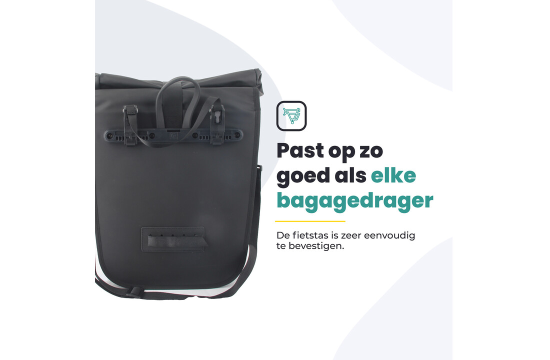 Voltano Journey Luxe Fietstas 28L - Zwart - Laptopvak - Enkele Pakaftas