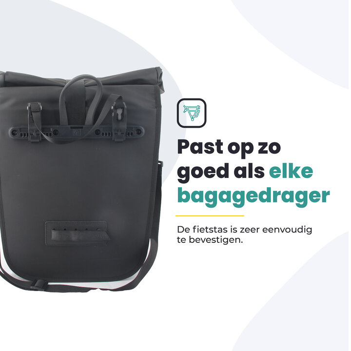 Voltano Journey Luxe Fietstas 28L - Zwart - Laptopvak - Enkele Pakaftas