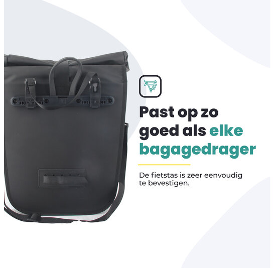 Voltano Journey Luxe Fietstas 28L - Zwart - Laptopvak - Enkele Pakaftas