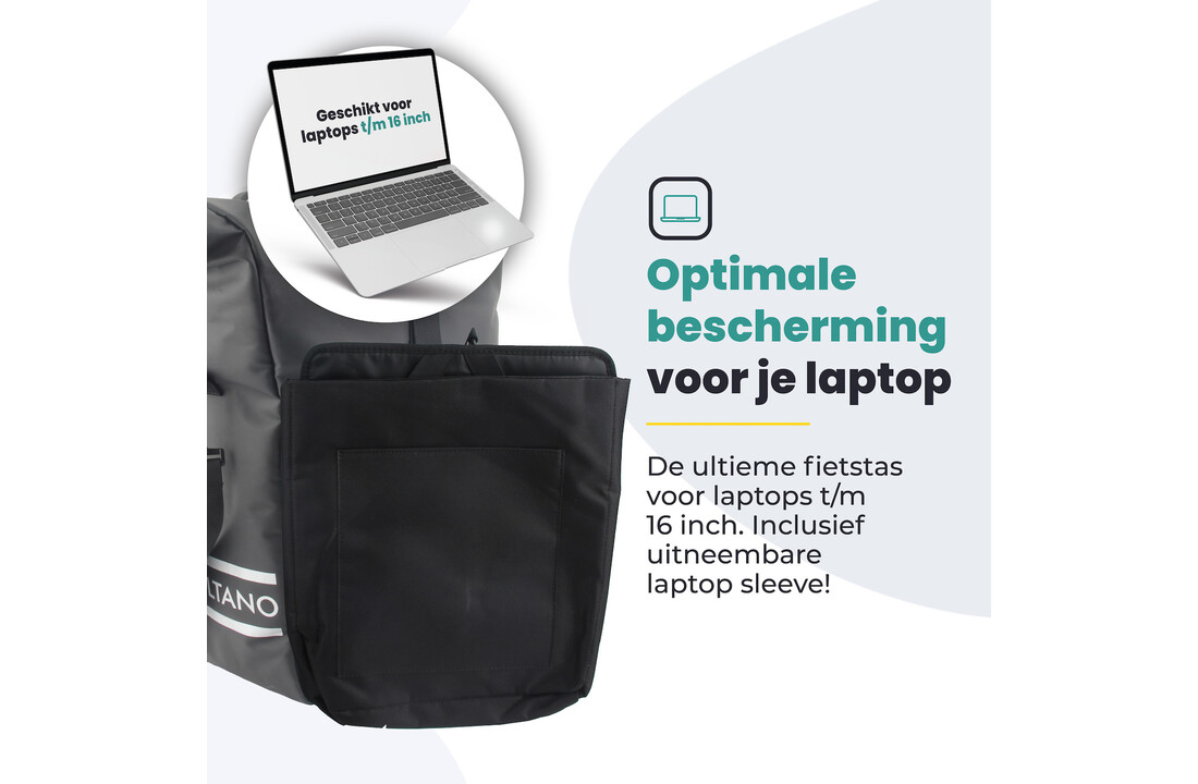 Voltano Journey Luxe Fietstas 28L - Zwart - Laptopvak - Enkele Pakaftas