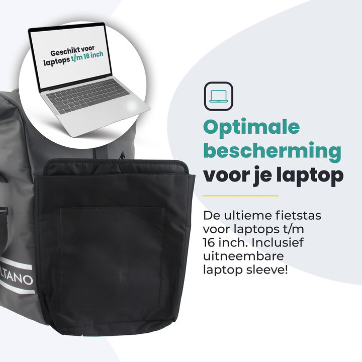 Voltano Journey Luxe Fietstas 28L - Zwart - Laptopvak - Enkele Pakaftas